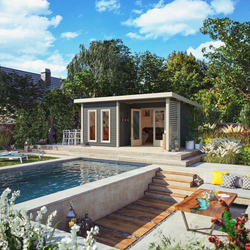 Gartenhaus mit Pool