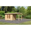 Gartenhaus-Set 'Kastrup 5' naturbelassen mit Anbaudach 514 x 217 x 273 cm