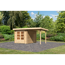 Gartenhaus-Set 'Kastrup 4' naturbelassen mit Anbaudach 454,5 x 222 x 333 cm