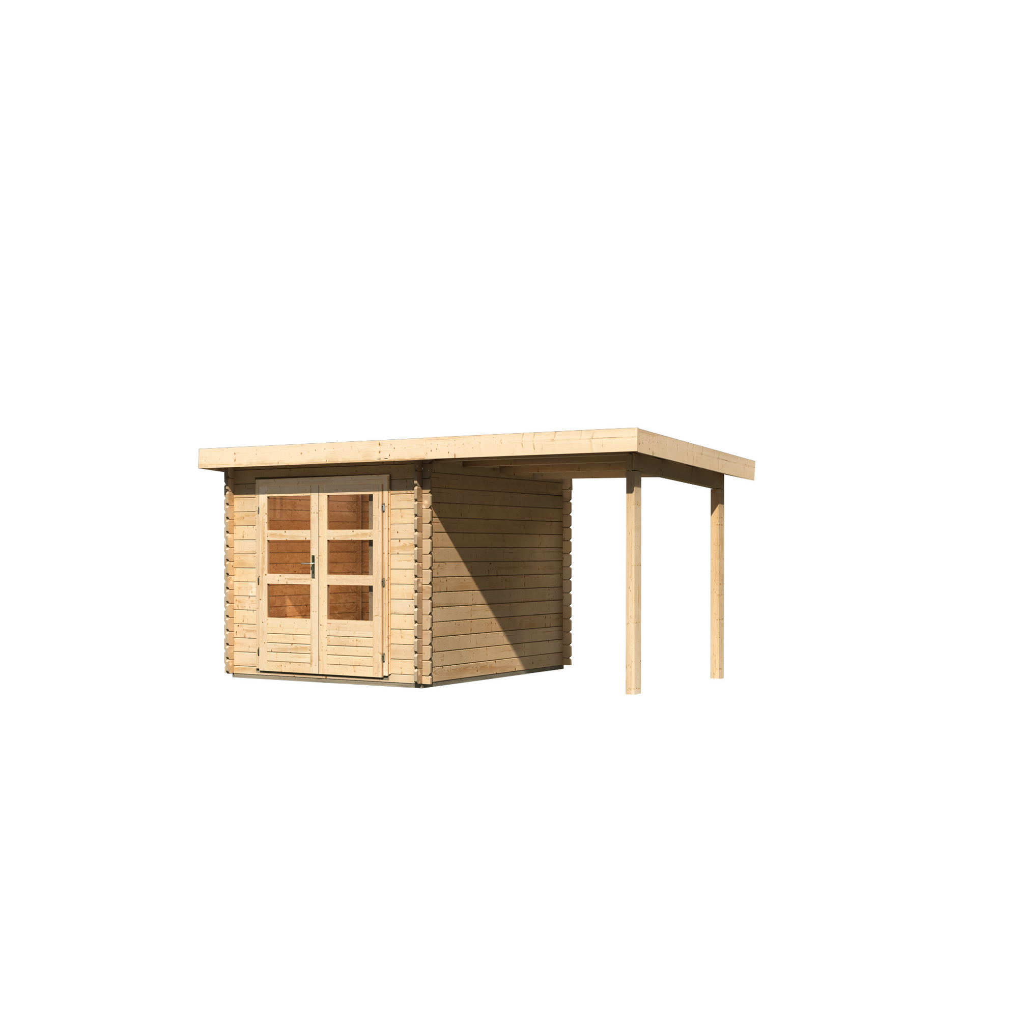 Gartenhaus-Set 'Kastrup 4' naturbelassen mit Anbaudach 454,5 x 222 x 333 cm + product picture