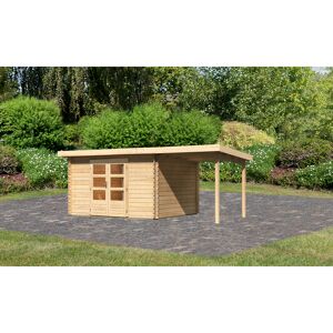 Gartenhaus-Set 'Kastrup 7' naturbelassen mit Anbaudach 574 x 222 x 333 cm