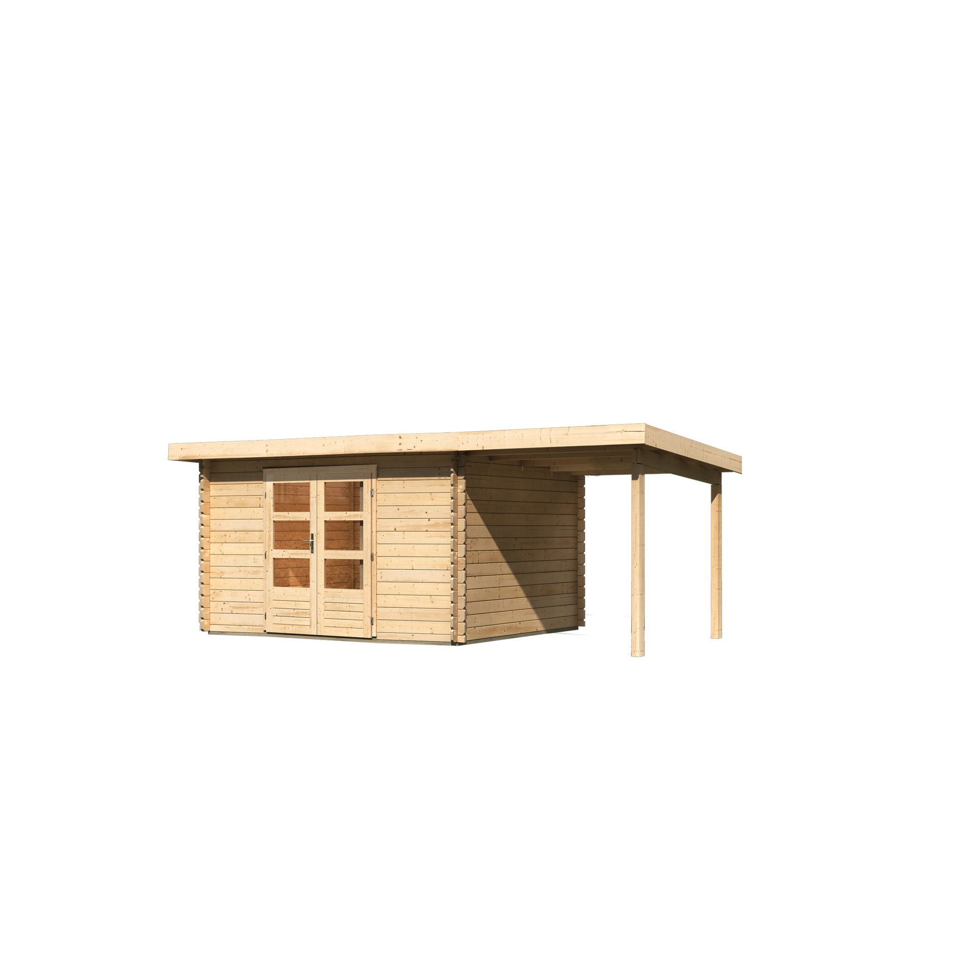 Gartenhaus-Set 'Kastrup 7' naturbelassen mit Anbaudach 574 x 222 x 333 cm + product picture