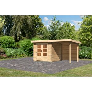 Gartenhaus-Set 'Kastrup 2' naturbelassen mit Anbaudach und Rückwand 454 x 217 x 273 cm