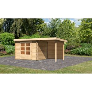 Gartenhaus-Set 'Kastrup 5' naturbelassen mit Anbaudach und Rückwand 514 x 217 x 273 cm