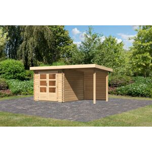 Gartenhaus-Set 'Kastrup 4' naturbelassen mit Anbaudach und Rückwand 454,5 x 222 x 333 cm