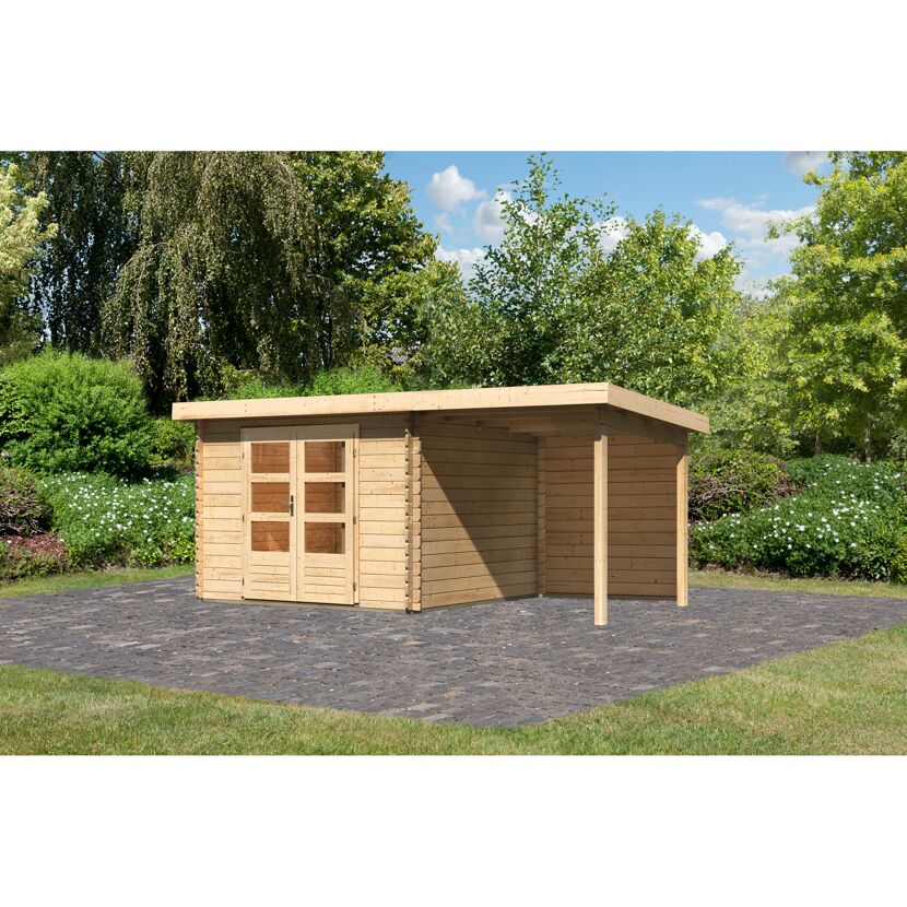 Gartenhaus aus Holz mit Überdachung