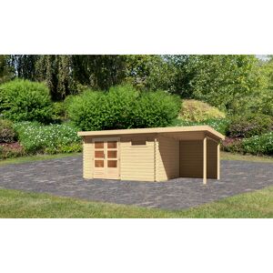 Gartenhaus-Set 'Kastrup 8' naturbelassen mit Anbaudach und Rückwand 604 x 220 x 333 cm