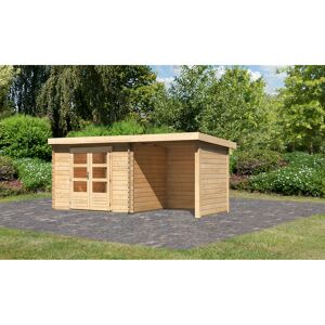 Gartenhaus-Set 'Kastrup 5' naturbelassen mit Anbaudach, Seiten- und Rückwand 514 x 217 x 273 cm