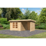 Gartenhaus-Set 'Kastrup 5' naturbelassen mit Anbaudach, Seiten- und Rückwand 514,5 x 220 x 333 cm