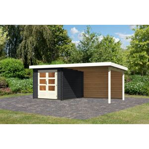 Gartenhaus-Set 'Kastrup 4' anthrazit mit Anbaudach und Rückwand 554 x 222 x 333 cm
