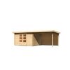 Gartenhaus-Set 'Kastrup 7' naturbelassen mit Anbaudach und Rückwand 674 x 222 x 333 cm