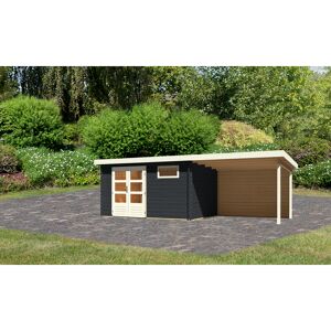 Gartenhaus-Set 'Kastrup 8' anthrazit mit Anbaudach und Rückwand 704 x 220 x 333 cm