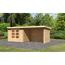 Gartenhaus-Set 'Kastrup 5' naturbelassen mit Anbaudach, Seiten- und Rückwand 614 x 217 x 273 cm