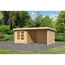Gartenhaus-Set 'Kastrup 4' naturbelassen mit Anbaudach, Seiten- und Rückwand 554 x 222 x 333 cm