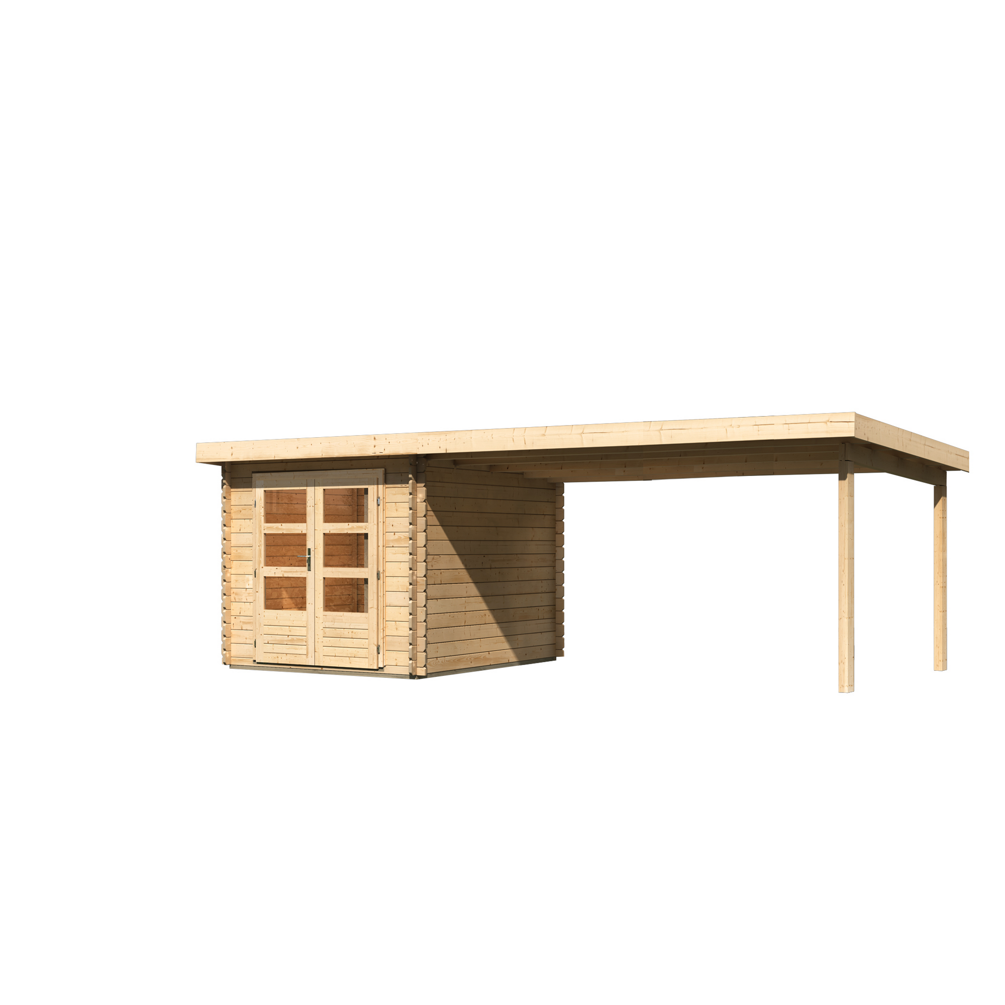 Gartenhaus-Set 'Kastrup 4' naturbelassen mit Anbaudach 714,5 x 222 x 333 cm + product picture