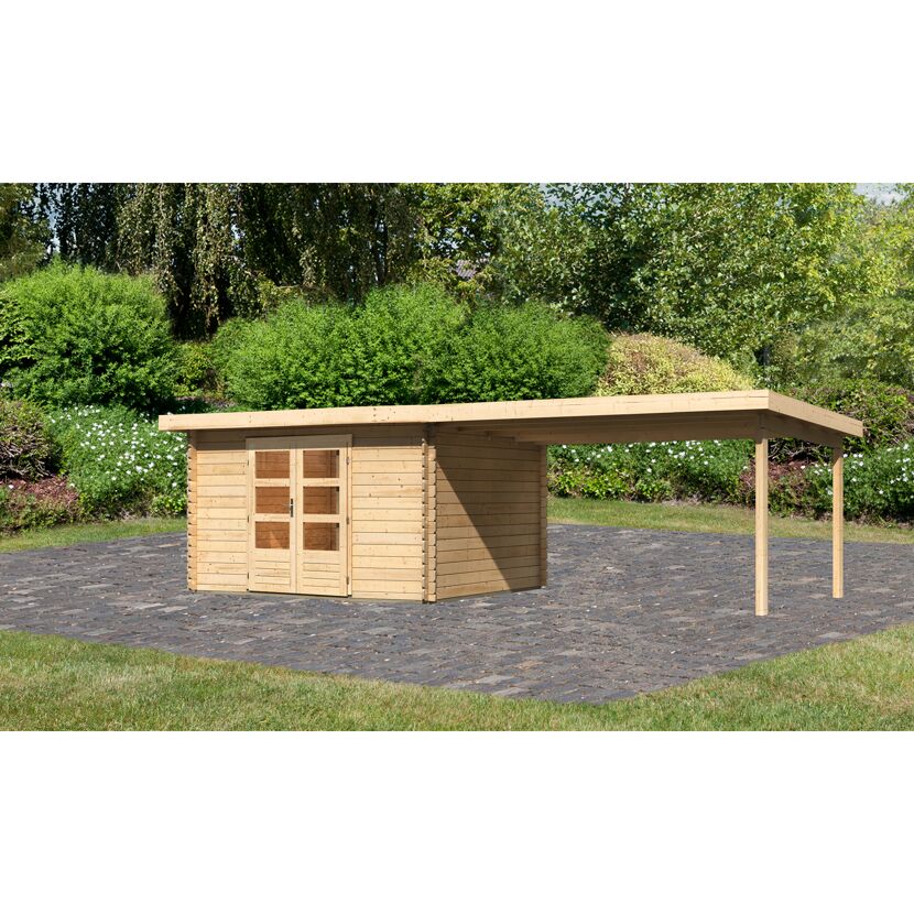 Gartenhaus aus Holz mit Überdachung
