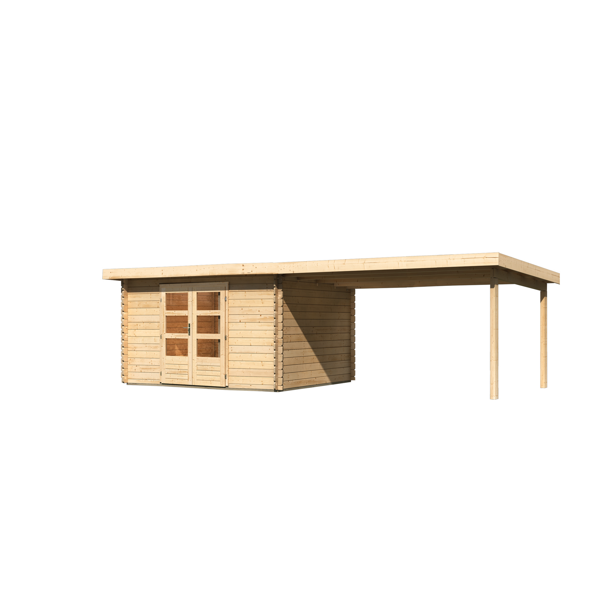 Gartenhaus-Set 'Kastrup 7' naturbelassen mit Anbaudach 774 x 222 x 333 cm + product picture