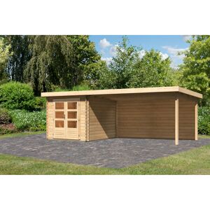Gartenhaus-Set 'Kastrup 4' naturbelassen mit Anbaudach und Rückwand 714,5 x 222 x 333 cm