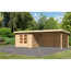Gartenhaus-Set 'Kastrup 5' naturbelassen mit Anbaudach und Rückwand 714 x 220 x 333 cm