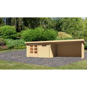 Gartenhaus-Set 'Kastrup 8' naturbelassen mit Anbaudach, Seiten- und Rückwand 804 x 220 x 333 cm