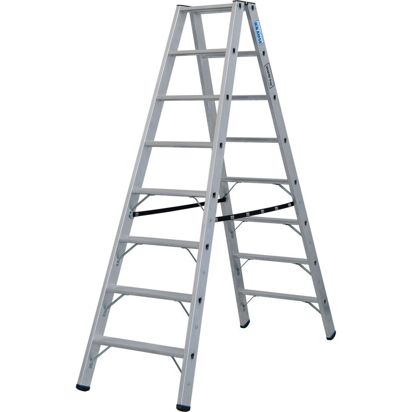 Ausgeklappte Alu-Doppelleiter