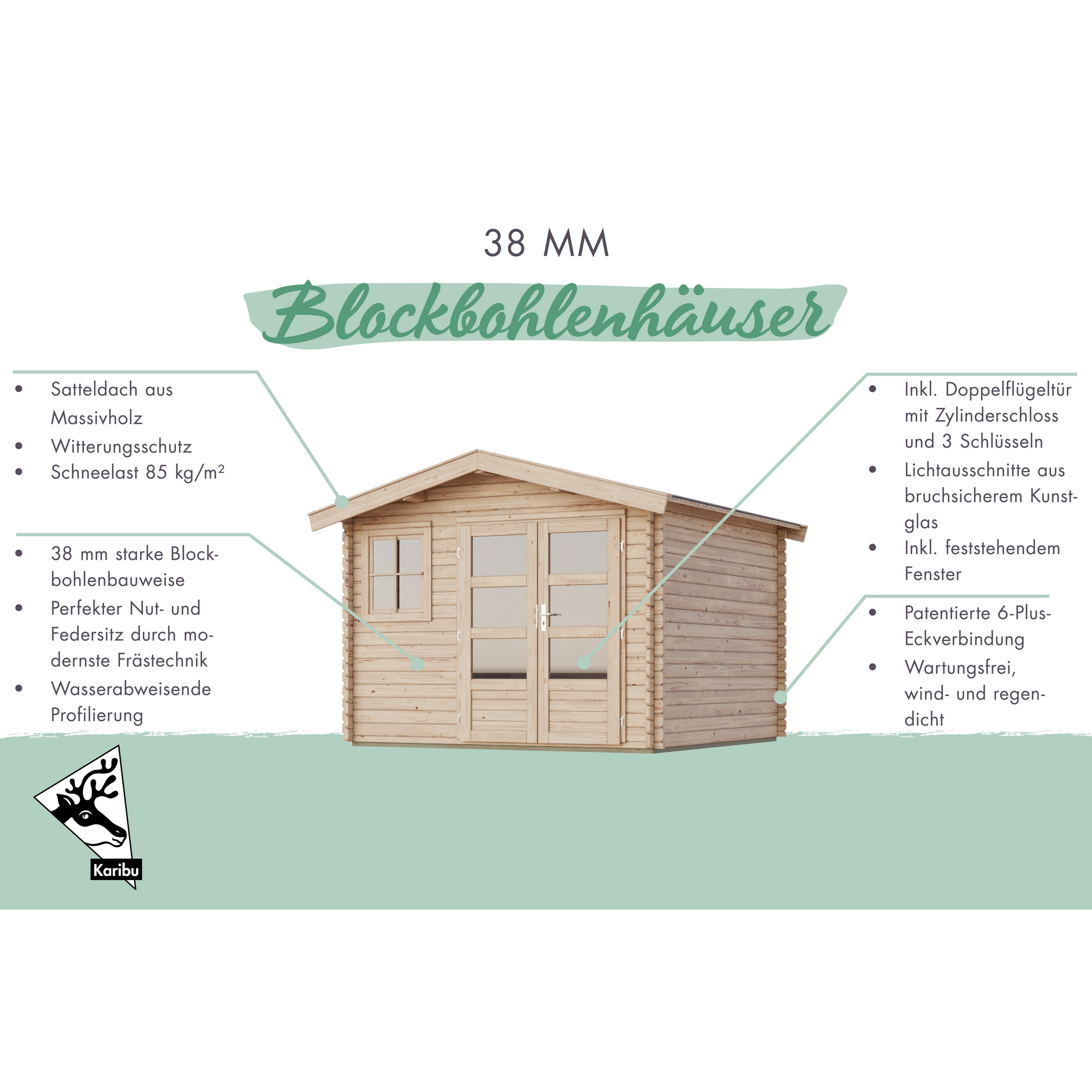 Gartenhaus 'Selsingen 3 naturbelassen 320 x 239 x 320 cm