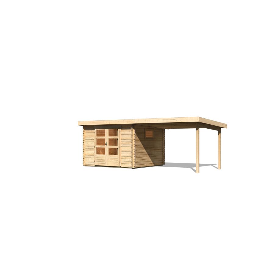 Gartenhaus aus Holz mit Überdachung