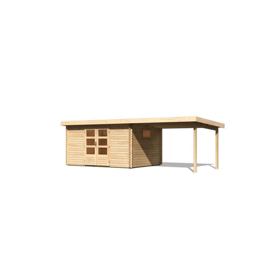 Gartenhaus-Set 'Ahrensburg 5' naturbelassen mit Schleppdach 614,5 x 217 x 333 cm