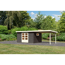 Gartenhaus-Set 'Ahrensburg 5' terragrau mit Anbaudach 706 x 217 x 333 cm