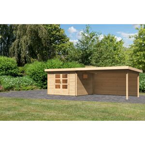 Gartenhaus-Set 'Ahrensburg 3' naturbelassen mit Anbaudach und Rückwand 716,5 x 217 x 333 cm