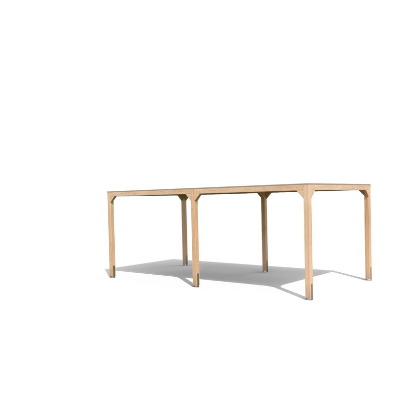 Holztisch mit grauer Tischplatte
