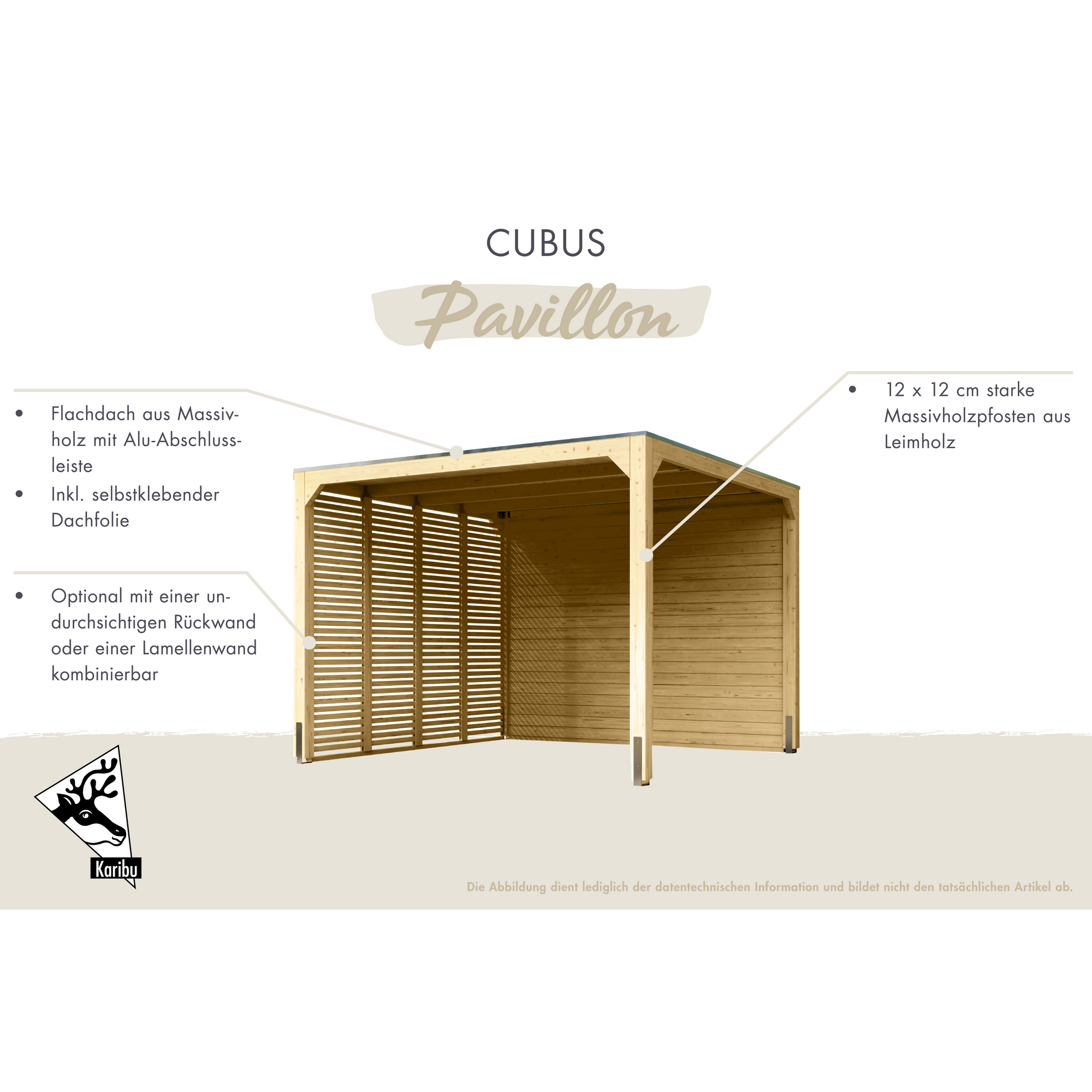 Pavillon-Set 'Cubus' naturbelassen mit zwei Verlängerungen + product picture