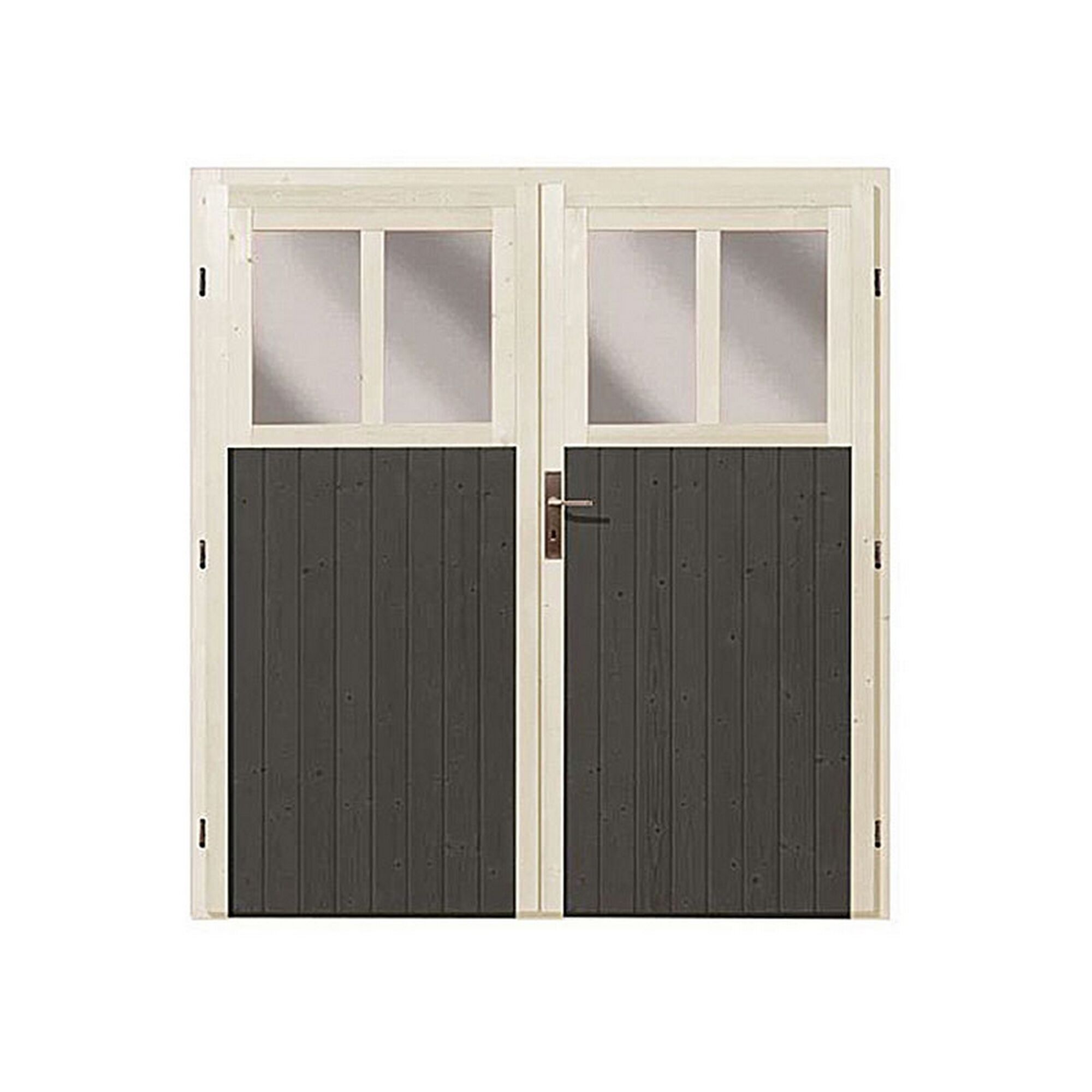 Doppelte Scheunentür mit Glasfenstern