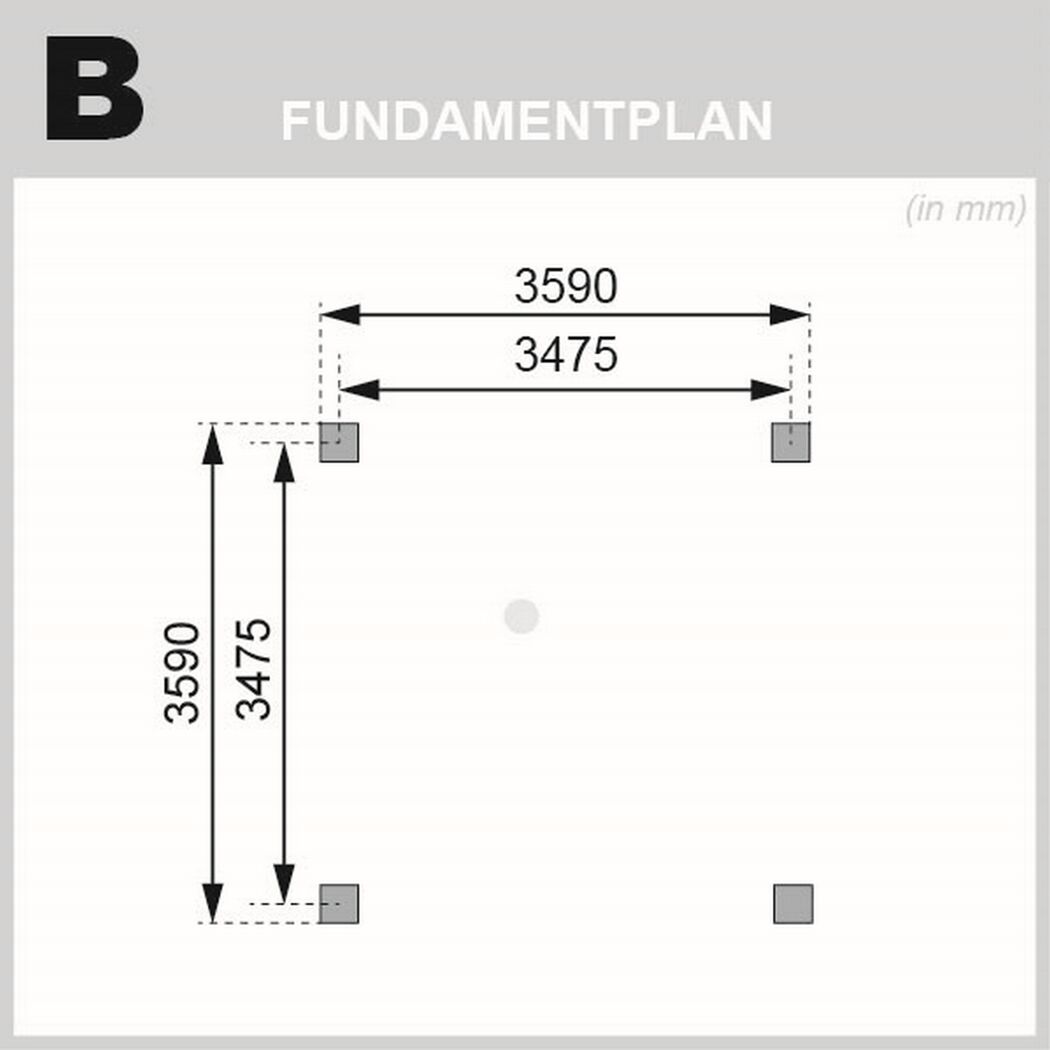 Fundamentplan mit Maßen in mm