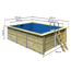 Massivholzpool 'Pool 2' naturbelassen 440 x 124 x 353 cm