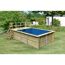Holzpool mit blauer Innenfolie und Holzterrasse
