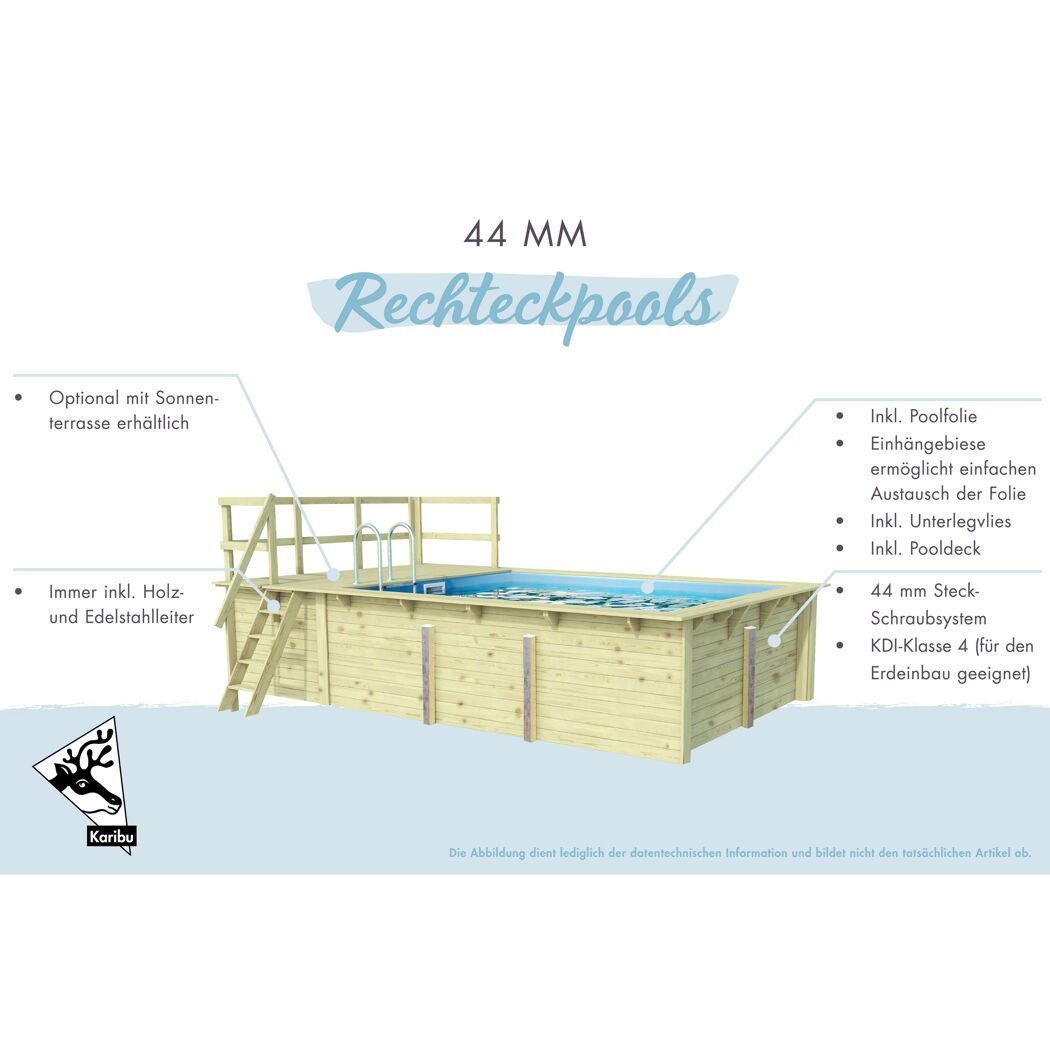 Rechteckiger Holzpool mit Leiter