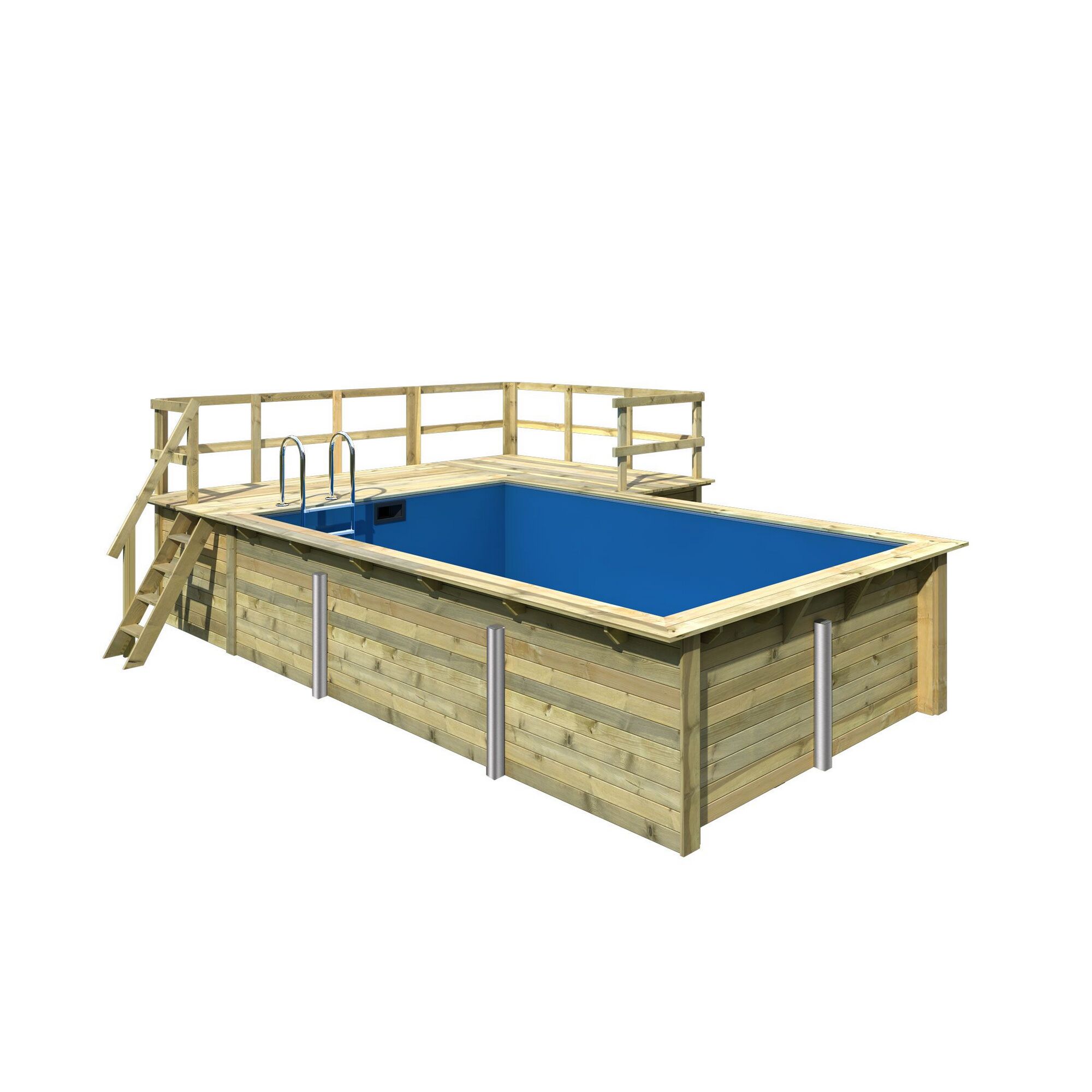 Holzpool mit Terrasse und Leiter