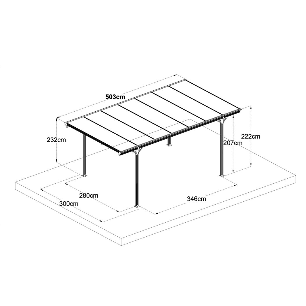 Einzelcarport 'Eco' anthrazit 503 x 300 x 232 cm