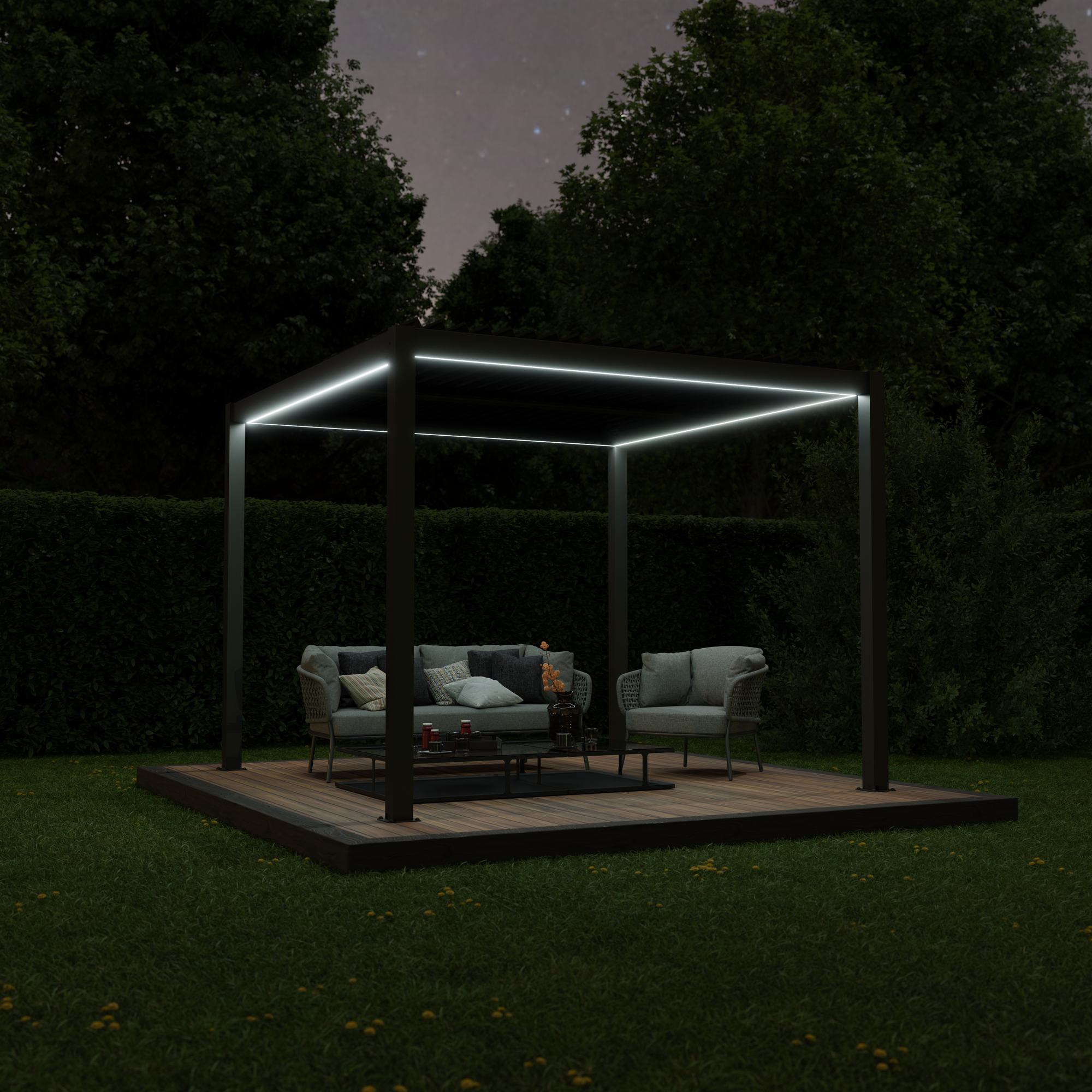 Pergola 'Shade' dunkelgrau mit Beleuchtung 296 x 230 x 290 cm + product picture