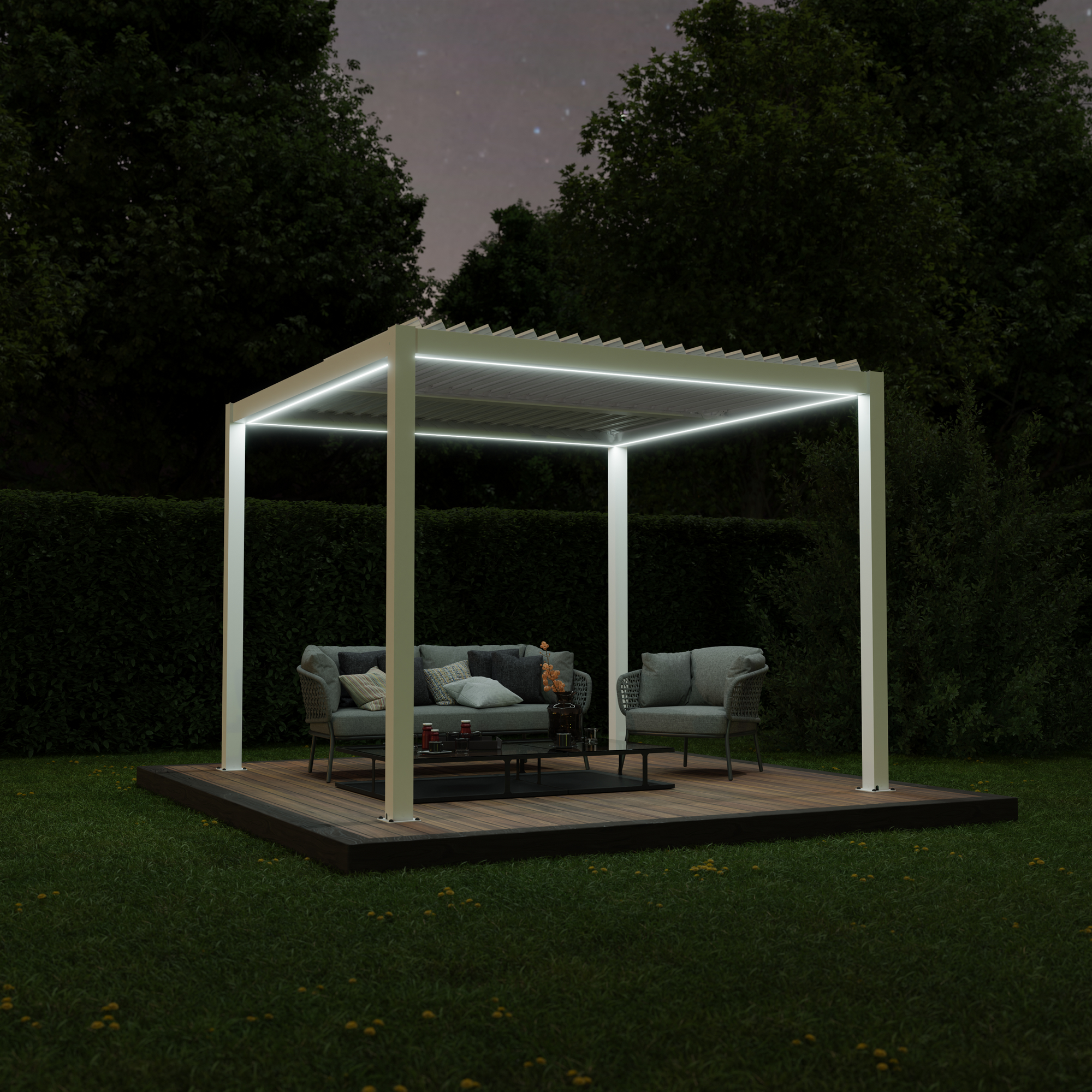 Pergola 'Shade' weiß mit Beleuchtung 296 x 230 x 290 cm + product picture