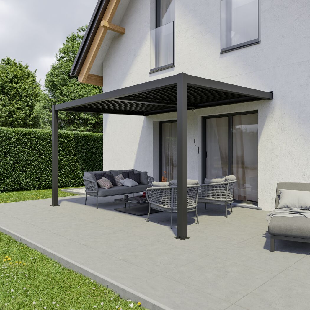 Pergola 'Shade' dunkelgrau 395,8 x 230 x 298,8 cm