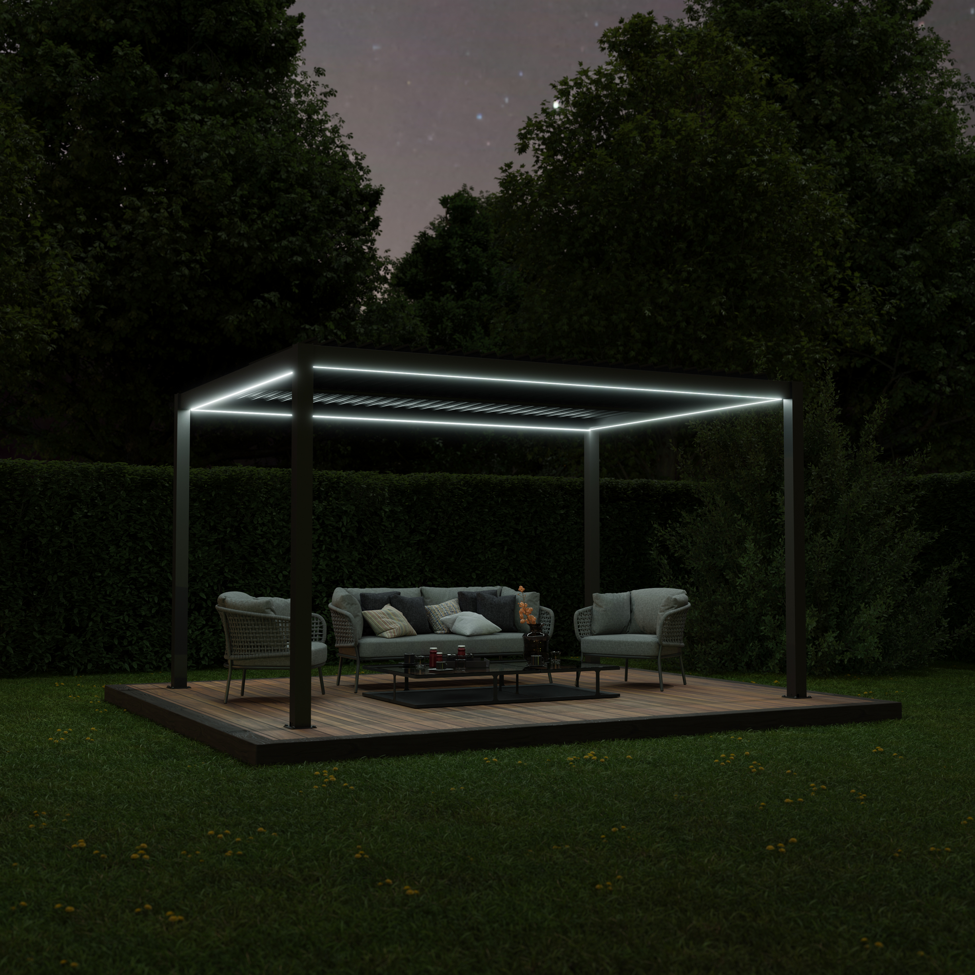 Pergola 'Shade' dunkelgrau elektrisch 395,8 x 230 x 290 cm + product picture