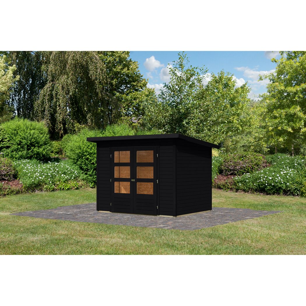 Gartenhaus 'Schoenfeld 3' Fichtenholz schwarz 246 x 197 x 186 cm