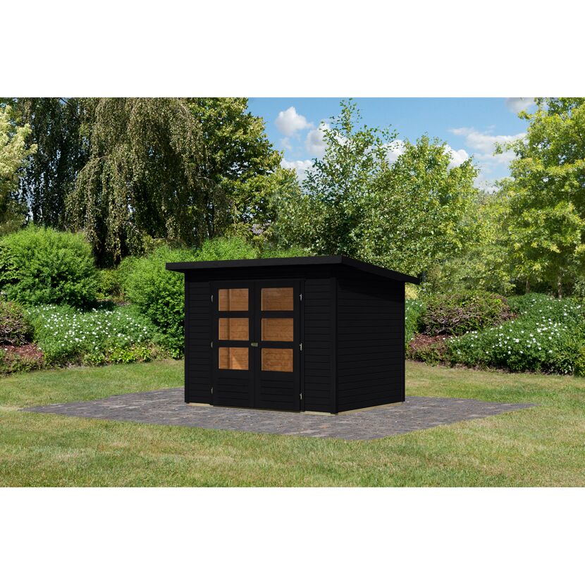 Gartenhaus 'Schoenfeld 3' Fichtenholz schwarz 246 x 197 x 186 cm
