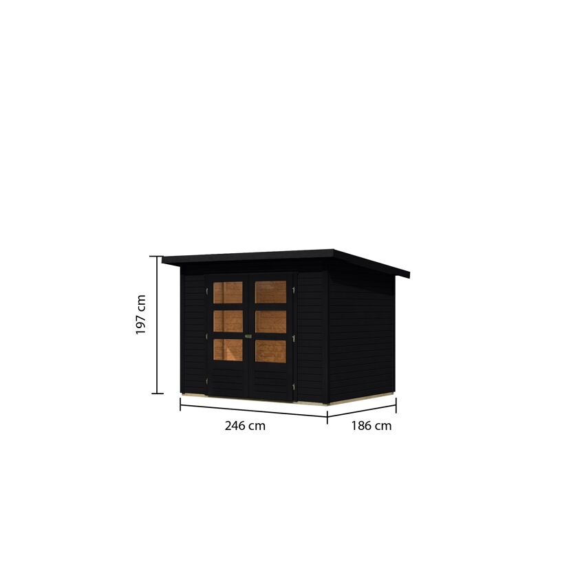 Gartenhaus 'Schoenfeld 3' Fichtenholz schwarz 246 x 197 x 186 cm