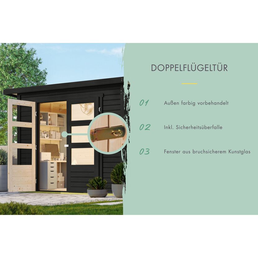 Gartenhaus 'Schoenfeld 4' Fichtenholz schwarz 246 x 197 x 246 cm