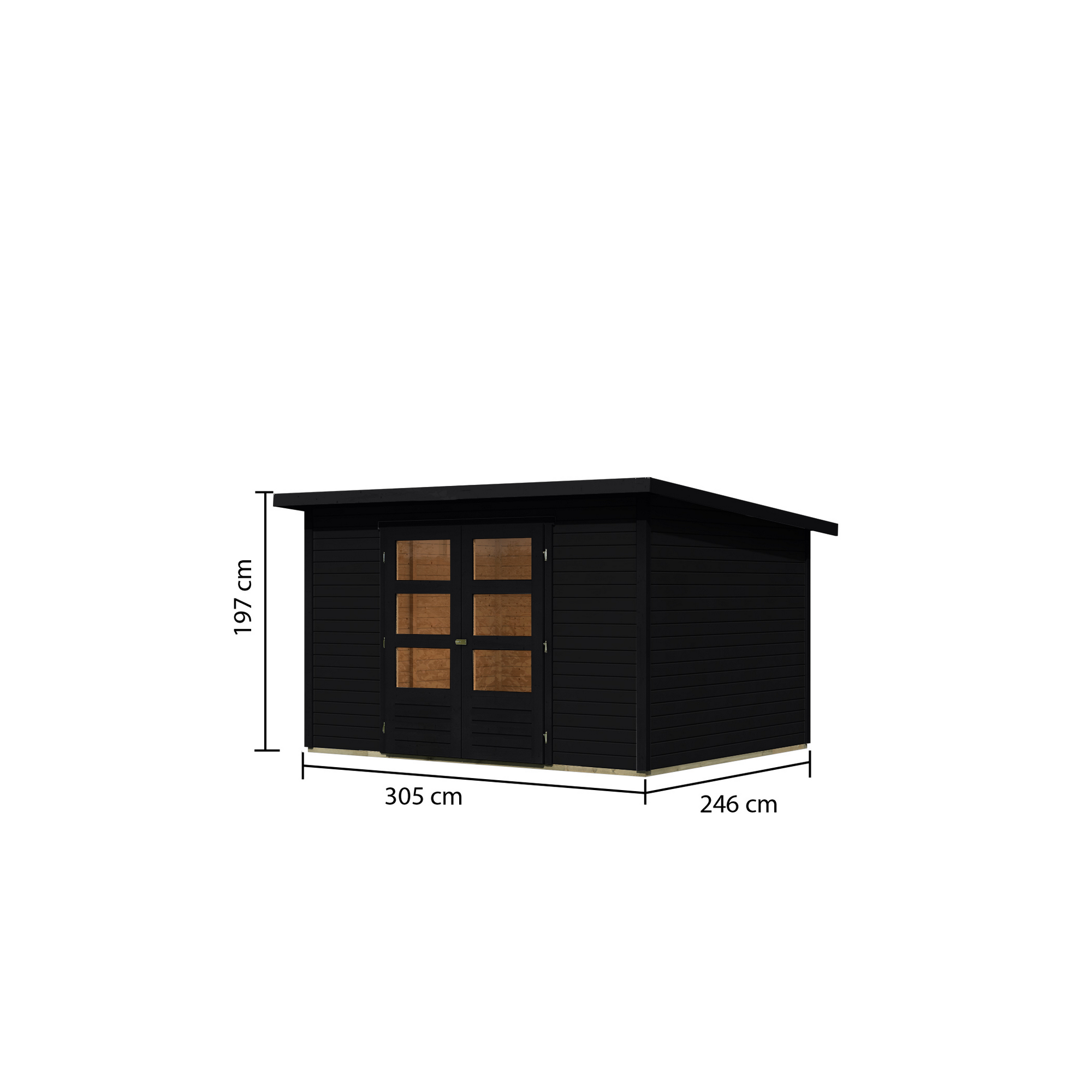 Gartenhaus 'Schoenfeld 5' Fichtenholz schwarz 305 x 197 x 246 cm + product picture