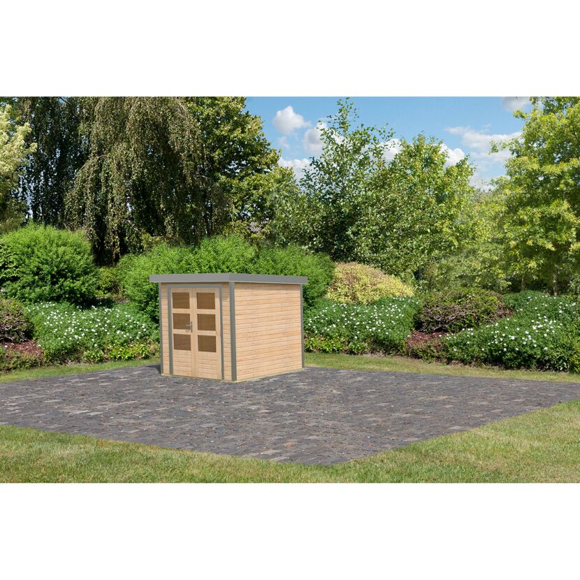 Metall-Holzgartenhaus 'Komet 2 A' Fichtenholz naturbelassen / graualuminium 209 x 208,5 x 213 cm