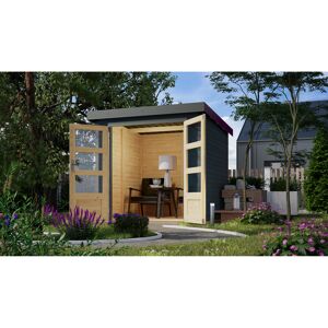 Metall-Holzgartenhaus 'Komet 2 C' Fichtenholz anthrazit Metall graualuminium 209 x 208,5 x 213 cm